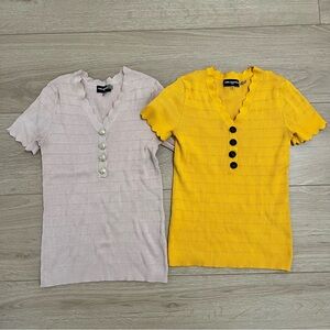 Karl Lagerfeld Cream Scalloped Knit Tops